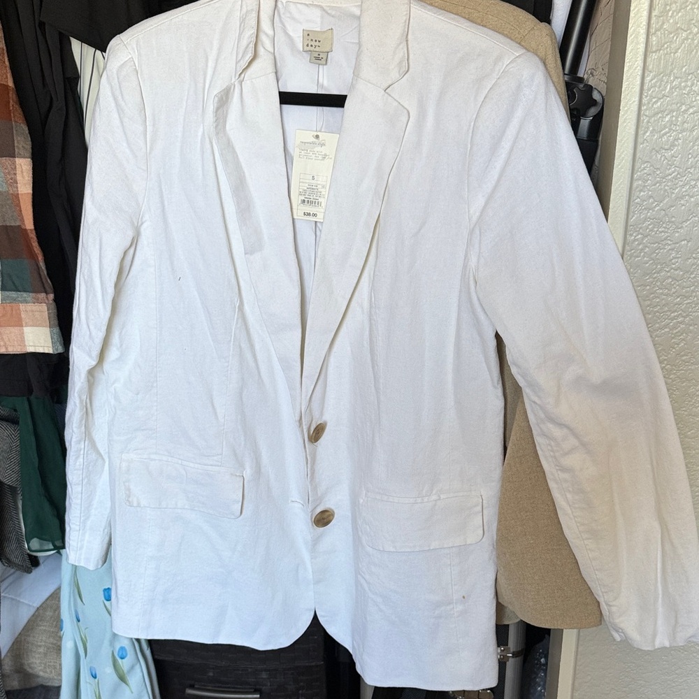 White Blazer with Button Details